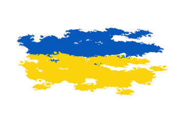Brush painted grunge flag of country. Independence day of Ukraine. Abstract creative painted grunge brush flag background.Flag of Ukraine on an isolated white background