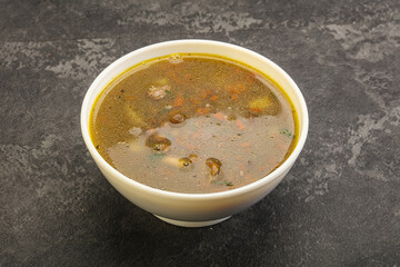 Lentil soup with chicken and vegetables