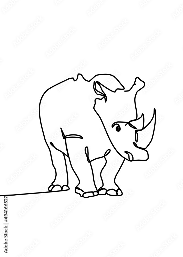 Wall mural one continuous line drawing - rhino