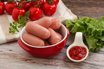 Mini baby sausages for breakfast