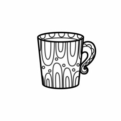 Linear tea mug on a white background.