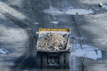 Dump truck in limestone mining, heavy machinery. Mining in the quarry. © Lubos Chlubny