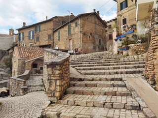 Picturesque view of Roccantica medieval village in Lazio, Italy