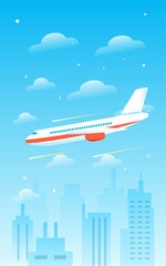 Airplane flying high in the sky with accident, vector illustration