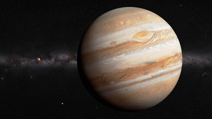 realistic 3d illustration of Jupiter and Mars planet size comparison. 8k resolution space renderings