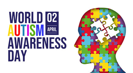 World Autism Awareness Day Colorful Banner Design with Autism Colors over whtie background