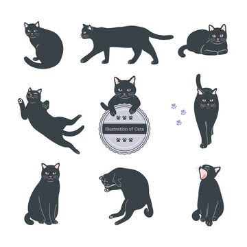 黒猫のイラストセット