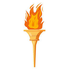 Torch with flame cup, symbol sport games. Icon vector