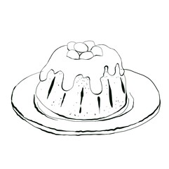 Easter cake, sweet dessert. Hand drawing illustration in cartoon style. Design for postcards, stickers, menu