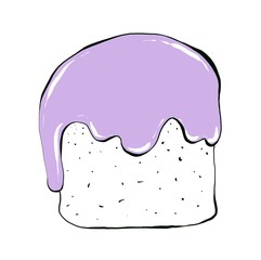 Easter cake, sweet dessert. Hand drawing illustration in cartoon style. Design for postcards, stickers, menu