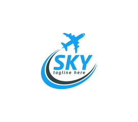 Fototapeta premium Airplane or travel logo design on white background, Vector illustration.