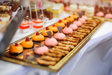 Delicious sweets on candy bar.  