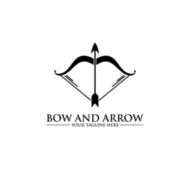 Bow and arrow archery logo or cupid icon, vector illustration.