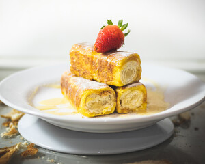 French Rolled Toasts with Strawberry 