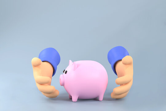 hands tender holding pink piggy bank, savings and invest for future growth.