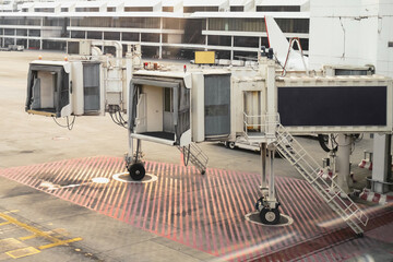 Jet bridge prepare for passenger at the airport