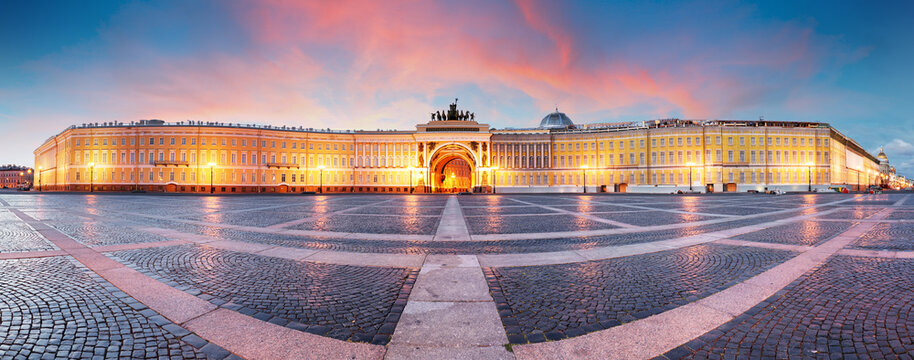 Russia - St. Petersburg, Winter Palace - Hermitage at night, nobody