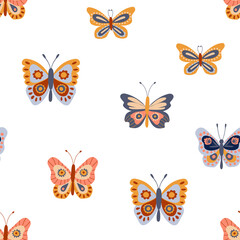 Seamless pattern with cute butterflies. Design for fabric, textile, wallpaper, packaging.	