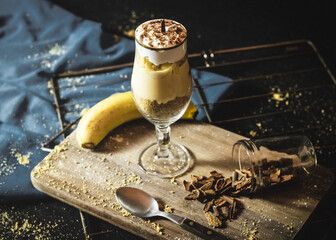 Banoffe Pie on Glass