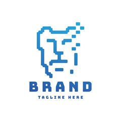 lion pixel logo design