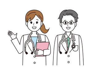 女性と男性の医師　医療従事者　イラスト