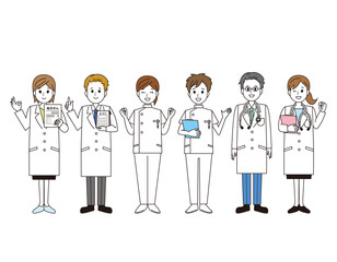 女性と男性の医療従事者　医療関係のイラスト