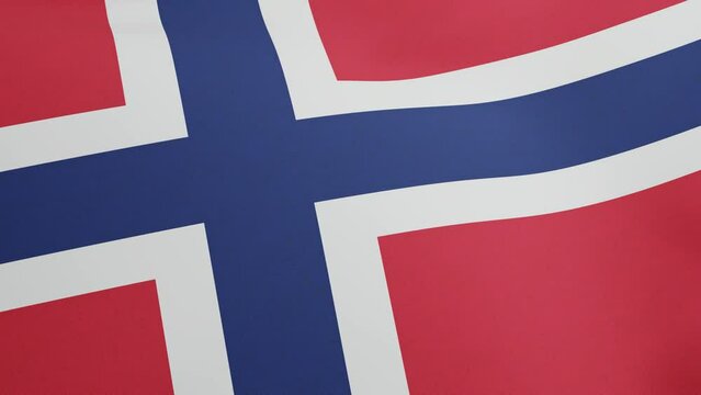 National flag of Norway waving original size and colors 3D Render, Norges flagg or Noregs flagg used blue Scandinavian cross, Kingdom of Norway flag with Nordic cross