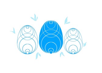 Easter egg pattern silhouette on white background illustration Blue color  design 