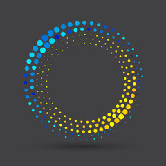 Abstract dotted vector background. Halftone effect. Circle dotted background or icon. Yin and yang style.