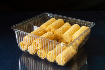 Waffle tubes in a plastic container