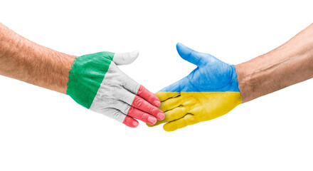 Handshake between Italy and Ukraine