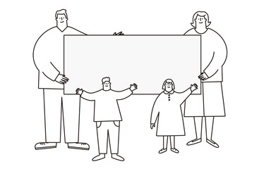 Vector illustration of a family with a board.