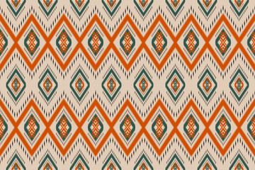 Ikat seamless pattern in tribal. Abstract ethnic pattern art. Oriental style. Design for background, wallpaper, vector illustration, textile, fabric, clothing, carpet, embroidery.