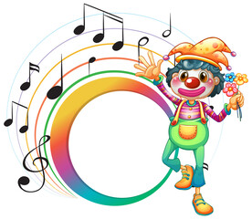 Cute clown with blank music note template
