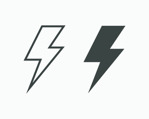 Electric power, voltage, thunder, lightning icon vector set. Energy, thunder electricity symbol.
