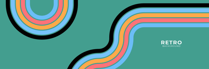 retro vintage 70s style stripes background poster lines. shapes vector design graphic 1970s retro background. abstract stylish 70s era line. vector illustration © semarjowodesign