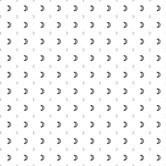 Square seamless background pattern from black moon astrological symbols are different sizes and opacity. The pattern is evenly filled. Vector illustration on white background