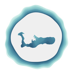 Grand Cayman logo. Badge of the island. Layered circular sign around Grand Cayman border shape. Astonishing vector illustration.