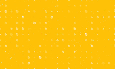 Seamless background pattern of evenly spaced white goal symbols of different sizes and opacity. Vector illustration on amber background with stars
