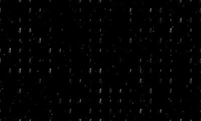 Seamless background pattern of evenly spaced white football soccer symbols of different sizes and opacity. Vector illustration on black background with stars