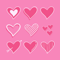 Collection Cute heart element vector set