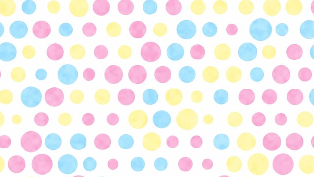 Pastel polka dots floating on a 4K white background.