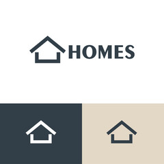 Simple home logo design concept. Architect company brand logomark illustration. Can representing estate, art, house.