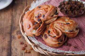 Obraz na płótnie Canvas Bakery goods - fresh baked buns