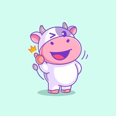 Cute cow with thumb up