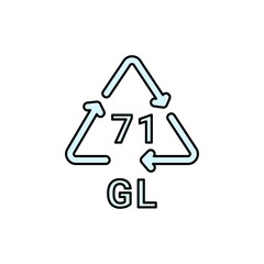 Glass recycling code GL 71 line icon. Consumption code.