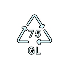Glass recycling code GL 75 line icon. Consumption code.