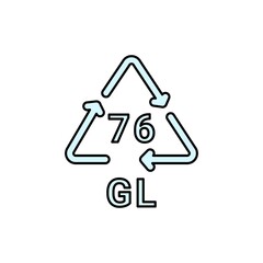 Glass recycling code GL 76 line icon. Consumption code.
