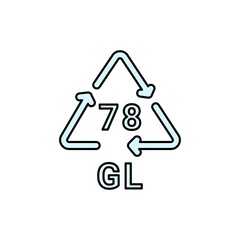 Glass recycling code GL 78 line icon. Consumption code.