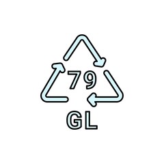 Glass recycling code GL 78 line icon. Consumption code.